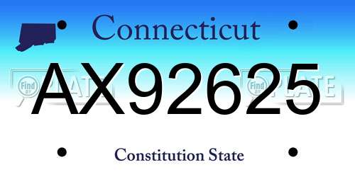 AX92625 Connecticut License Plate