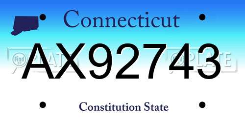 AX92743 Connecticut License Plate