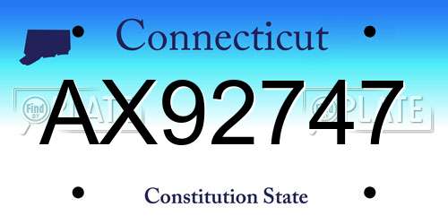 AX92747 Connecticut License Plate