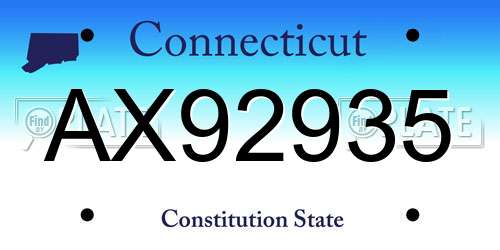 AX92935 Connecticut License Plate