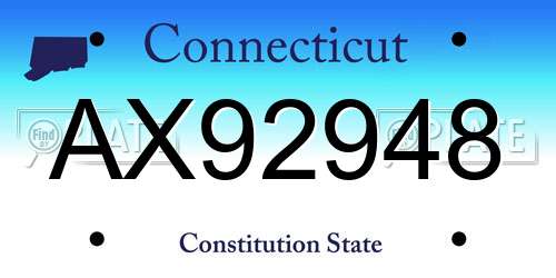 AX92948 Connecticut License Plate