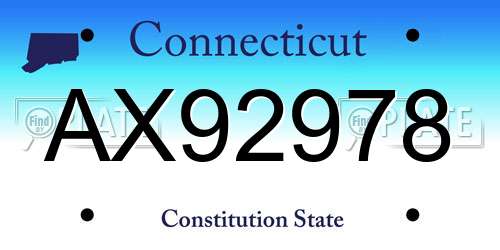 AX92978 Connecticut License Plate