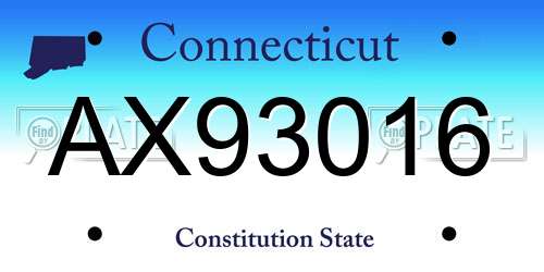AX93016 Connecticut License Plate