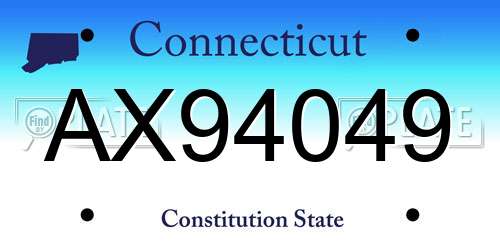 AX94049 Connecticut License Plate