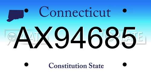 AX94685 Connecticut License Plate