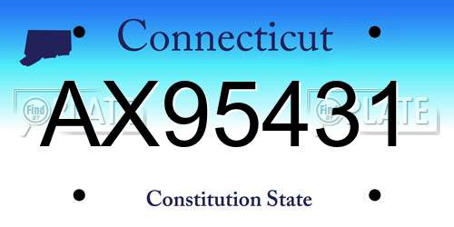 AX95431 Connecticut License Plate