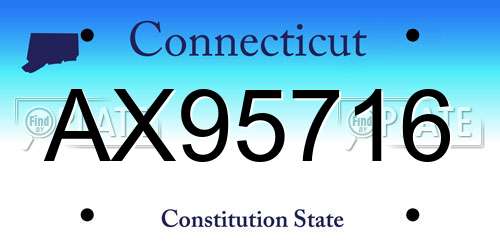 AX95716 Connecticut License Plate