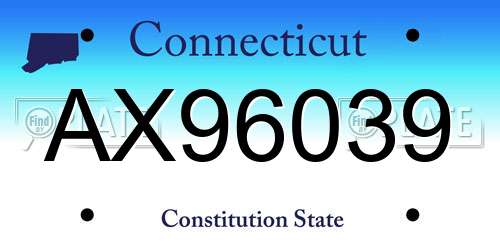 AX96039 Connecticut License Plate