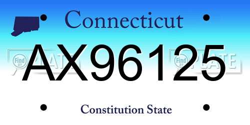 AX96125 Connecticut License Plate