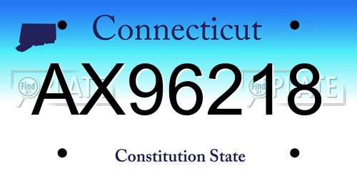 AX96218 Connecticut License Plate