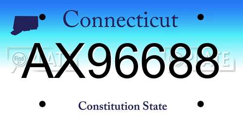 AX96688 Connecticut License Plate
