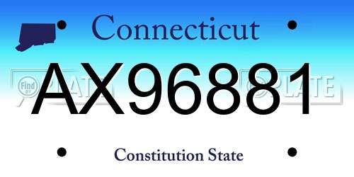 AX96881 Connecticut License Plate