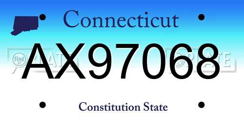 AX97068 Connecticut License Plate