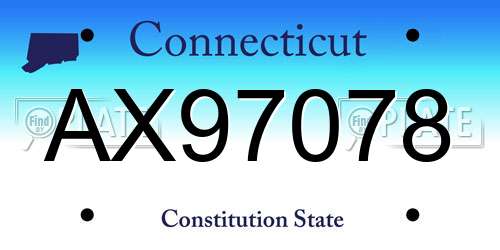 AX97078 Connecticut License Plate