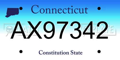 AX97342 Connecticut License Plate