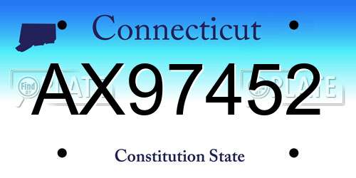 AX97452 Connecticut License Plate