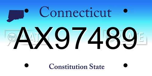AX97489 Connecticut License Plate