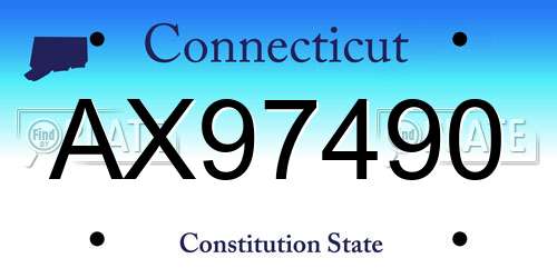 AX97490 Connecticut License Plate