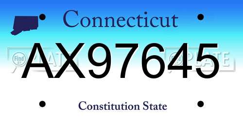 AX97645 Connecticut License Plate