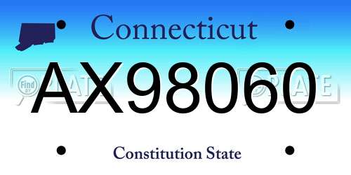 AX98060 Connecticut License Plate