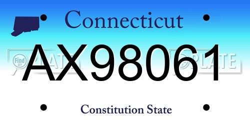 AX98061 Connecticut License Plate