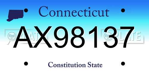 AX98137 Connecticut License Plate
