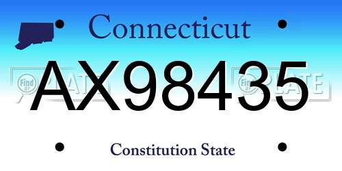 AX98435 Connecticut License Plate