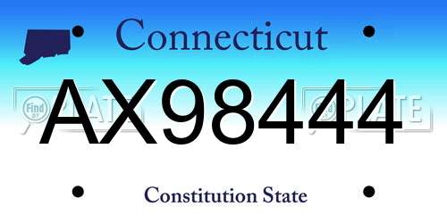 AX98444 Connecticut License Plate