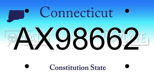 AX98662 Connecticut License Plate