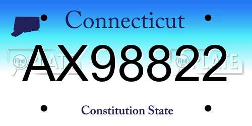 AX98822 Connecticut License Plate