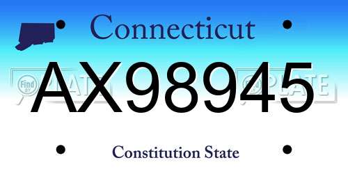 AX98945 Connecticut License Plate