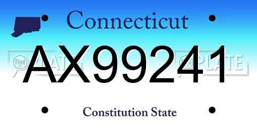 AX99241 Connecticut License Plate