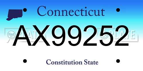 AX99252 Connecticut License Plate