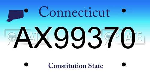 AX99370 Connecticut License Plate