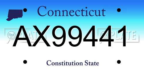AX99441 Connecticut License Plate