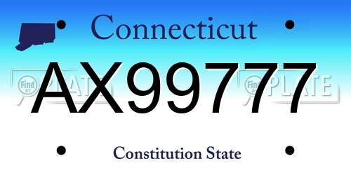 AX99777 Connecticut License Plate
