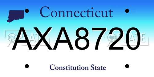 AXA8720 Connecticut License Plate