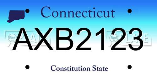 AXB2123 Connecticut License Plate