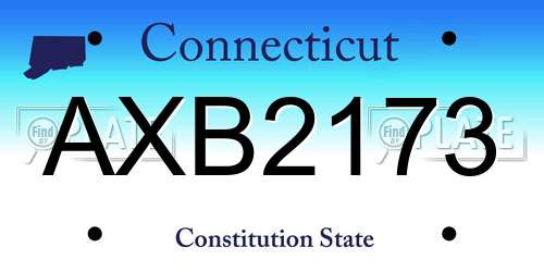AXB2173 Connecticut License Plate