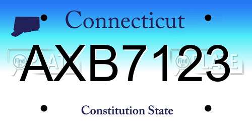 AXB7123 Connecticut License Plate