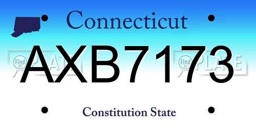 AXB7173 Connecticut License Plate