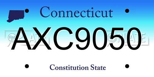 AXC9050 Connecticut License Plate