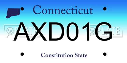 AXD01G Connecticut License Plate