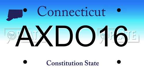 AXDO16 Connecticut License Plate