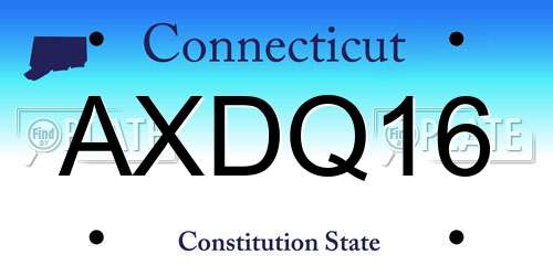 AXDQ16 Connecticut License Plate