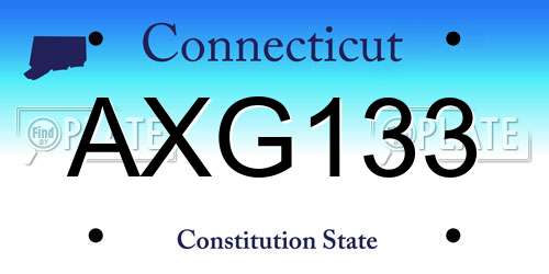 AXG133 Connecticut License Plate