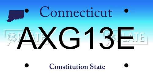 AXG13E Connecticut License Plate