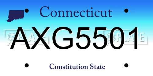 AXG5501 Connecticut License Plate
