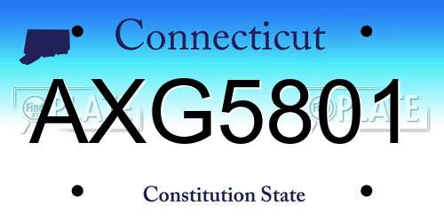 AXG5801 Connecticut License Plate