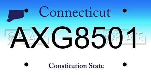 AXG8501 Connecticut License Plate